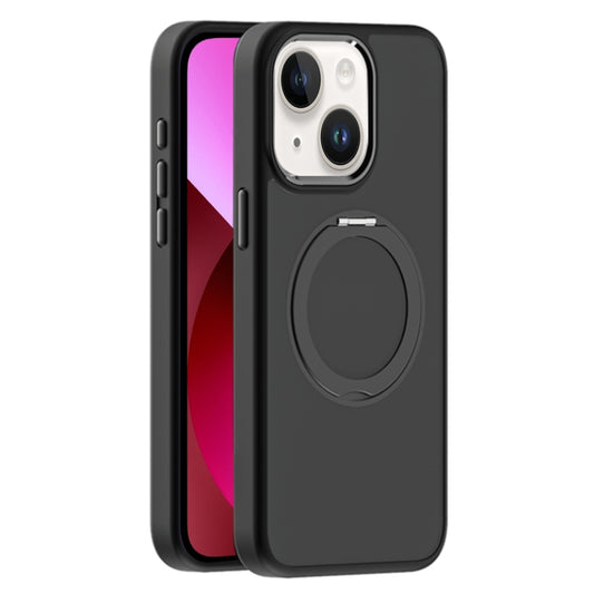 For iPhone 13 Skin Feel Frosted MagSafe Magnetic Holder Phone Case(Black) - iPhone 13 Cases by buy2fix | Online Shopping UK | buy2fix