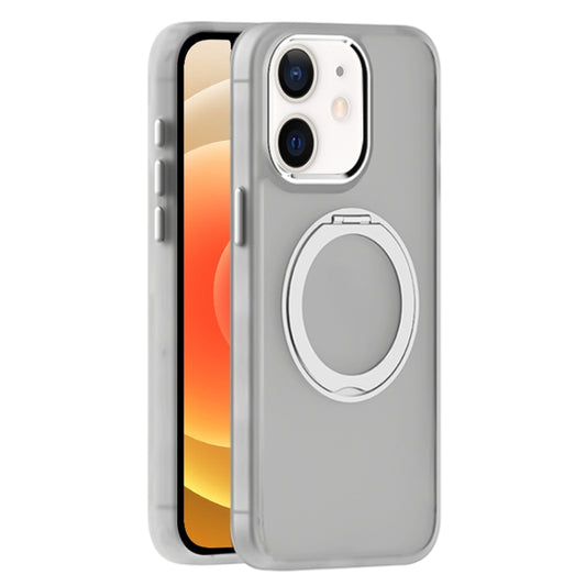 For iPhone 12 Skin Feel Frosted MagSafe Magnetic Holder Phone Case(Light Grey) - iPhone 12 / 12 Pro Cases by buy2fix | Online Shopping UK | buy2fix