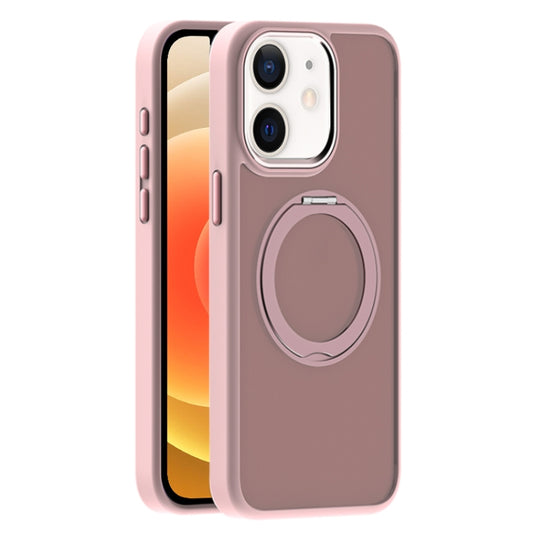 For iPhone 12 Skin Feel Frosted MagSafe Magnetic Holder Phone Case(Pink) - iPhone 12 / 12 Pro Cases by buy2fix | Online Shopping UK | buy2fix