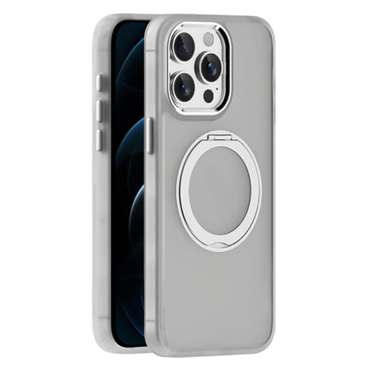 For iPhone 12 Pro Max Skin Feel Frosted MagSafe Magnetic Holder Phone Case(Light Grey) - iPhone 12 Pro Max Cases by buy2fix | Online Shopping UK | buy2fix