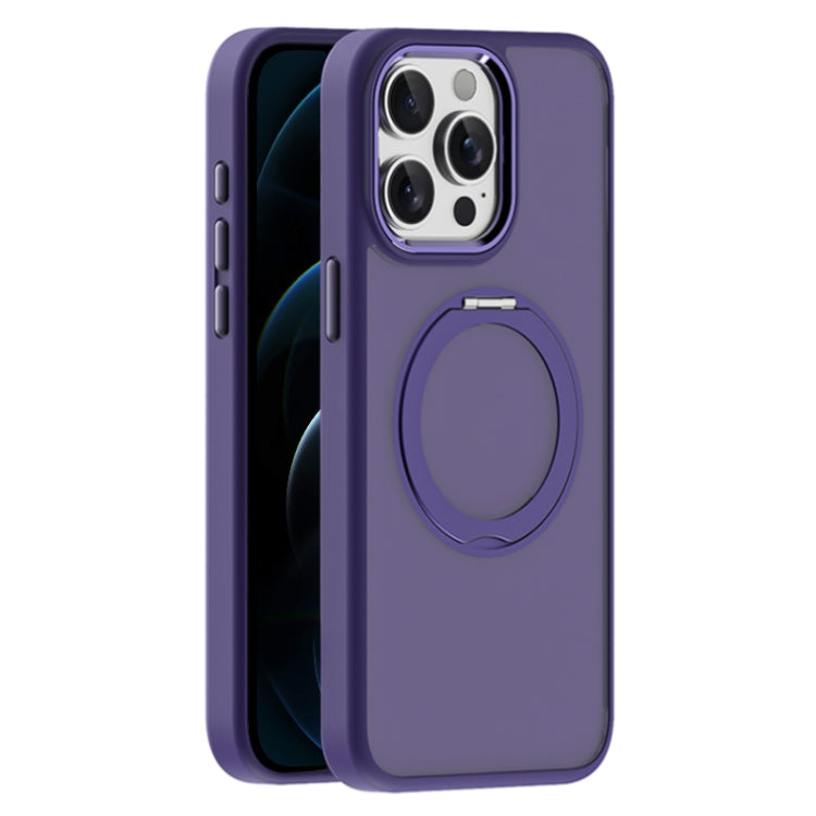 For iPhone 12 Pro Max Skin Feel Frosted MagSafe Magnetic Holder Phone Case(Purple) - iPhone 12 Pro Max Cases by buy2fix | Online Shopping UK | buy2fix