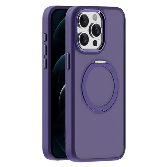 For iPhone 12 Pro Max Skin Feel Frosted MagSafe Magnetic Holder Phone Case(Purple) - iPhone 12 Pro Max Cases by buy2fix | Online Shopping UK | buy2fix