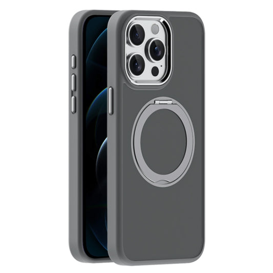 For iPhone 12 Pro Skin Feel Frosted MagSafe Magnetic Holder Phone Case(Dark Grey) - iPhone 12 / 12 Pro Cases by buy2fix | Online Shopping UK | buy2fix