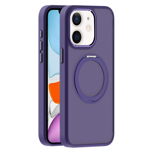 For iPhone 11 Skin Feel Frosted MagSafe Magnetic Holder Phone Case(Purple) - iPhone 11 Cases by buy2fix | Online Shopping UK | buy2fix