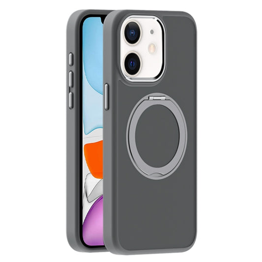 For iPhone 11 Skin Feel Frosted MagSafe Magnetic Holder Phone Case(Dark Grey) - iPhone 11 Cases by buy2fix | Online Shopping UK | buy2fix