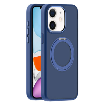 For iPhone 11 Skin Feel Frosted MagSafe Magnetic Holder Phone Case(Dark Blue) - iPhone 11 Cases by buy2fix | Online Shopping UK | buy2fix