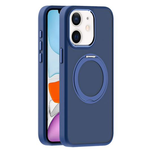 For iPhone 11 Skin Feel Frosted MagSafe Magnetic Holder Phone Case(Dark Blue) - iPhone 11 Cases by buy2fix | Online Shopping UK | buy2fix