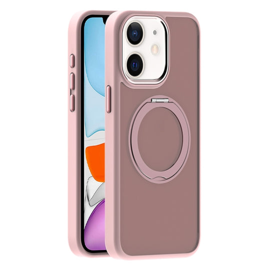 For iPhone 11 Skin Feel Frosted MagSafe Magnetic Holder Phone Case(Pink) - iPhone 11 Cases by buy2fix | Online Shopping UK | buy2fix