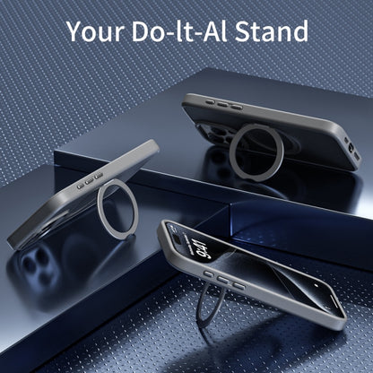 For iPhone 14 Skin Feel Frosted MagSafe Magnetic Holder Phone Case(Light Grey) - iPhone 14 Cases by buy2fix | Online Shopping UK | buy2fix