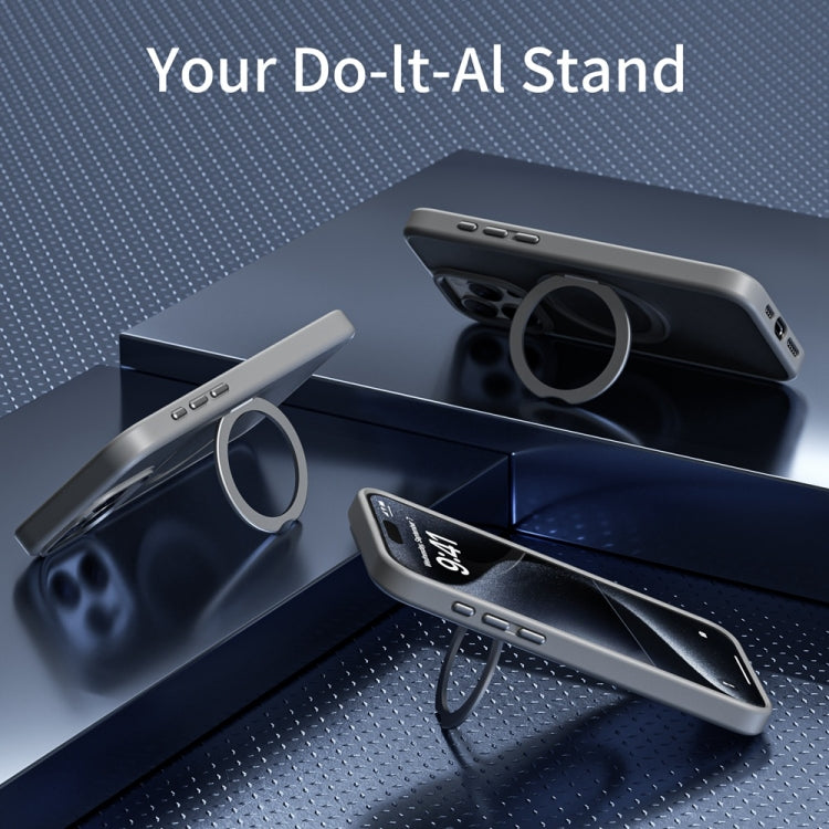 For iPhone 14 Skin Feel Frosted MagSafe Magnetic Holder Phone Case(Dark Blue) - iPhone 14 Cases by buy2fix | Online Shopping UK | buy2fix