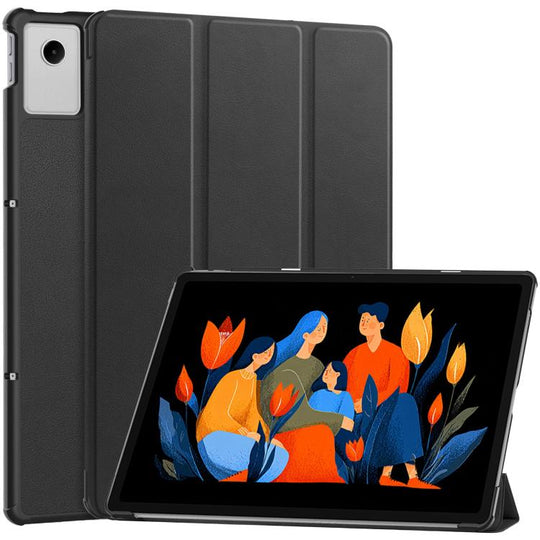For Lenovo Idea  Tab Plus 12.1 Custer Texture 3-Fold Holder Leather Smart Tablet Case(Black)