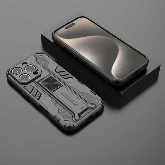 For iPhone 16 Pro Supersonic PC + TPU Holder Phone Case(Black) by buy2fix