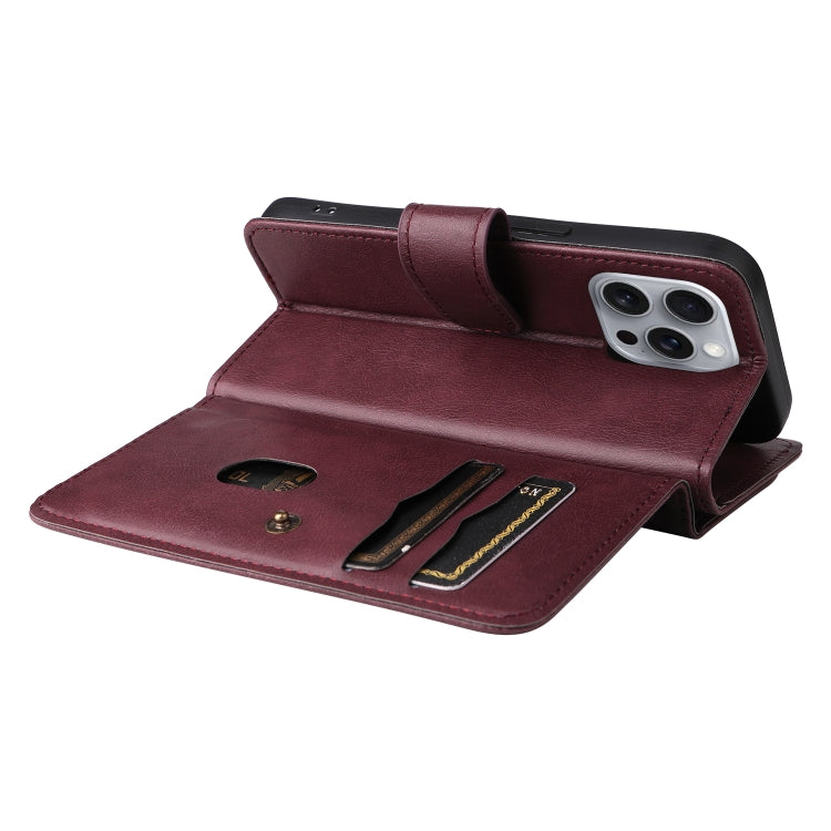 For iPhone 16 Pro Max Multi-Function Wallet 10 Card Slots Leather Phone Case(Claret) by buy2fix
