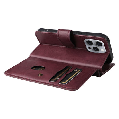 For iPhone 16 Pro Max Multi-Function Wallet 10 Card Slots Leather Phone Case(Claret) by buy2fix