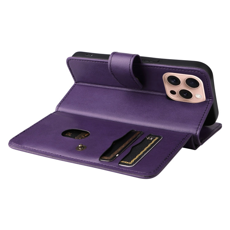 For iPhone 16 Pro Multi-Function Wallet 10 Card Slots Leather Phone Case(Violet) by buy2fix