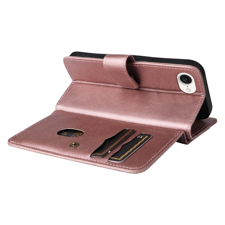 For iPhone 16e Multi-Function Wallet 10 Card Slots Leather Phone Case(Rose Gold) by buy2fix