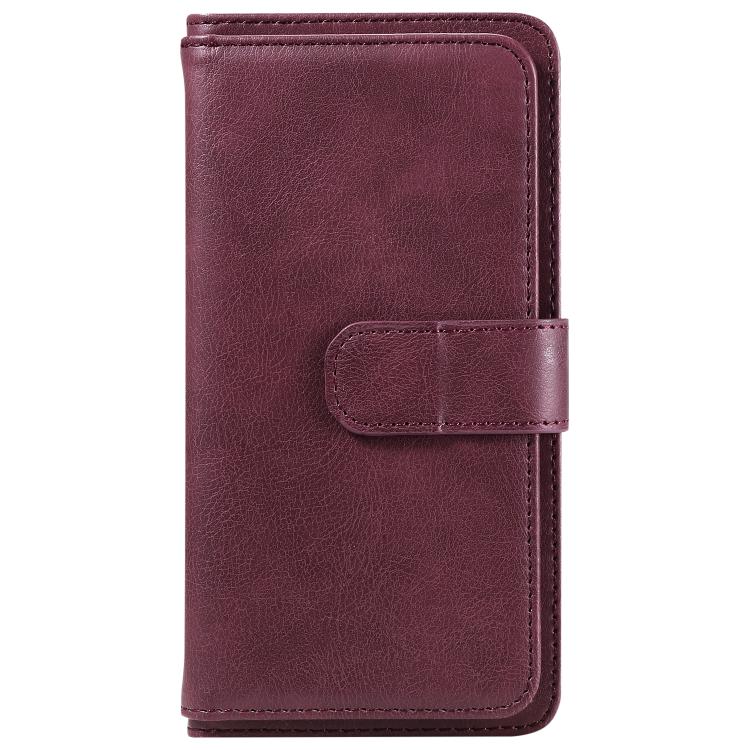 For iPhone Air Multi-Function Wallet 10 Card Slots Leather Phone Case(Claret) - iPhone Air Cases by buy2fix | Online Shopping UK | buy2fix