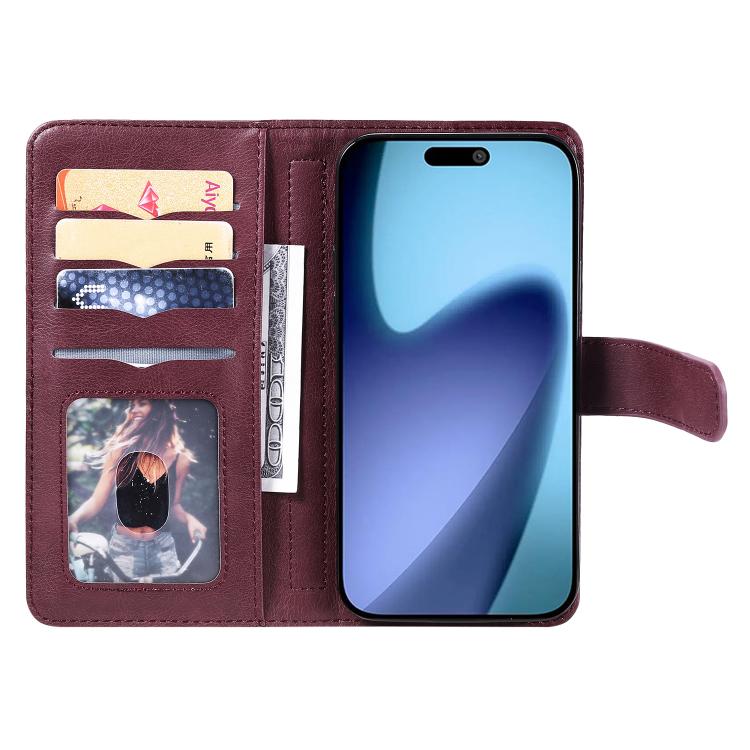 For iPhone Air Multi-Function Wallet 10 Card Slots Leather Phone Case(Claret) - iPhone Air Cases by buy2fix | Online Shopping UK | buy2fix