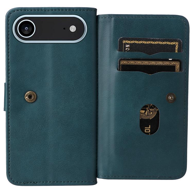 For iPhone Air Multi-Function Wallet 10 Card Slots Leather Phone Case(Dark Green) - iPhone Air Cases by buy2fix | Online Shopping UK | buy2fix