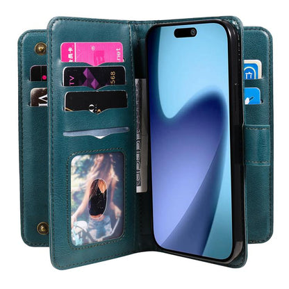 For iPhone Air Multi-Function Wallet 10 Card Slots Leather Phone Case(Dark Green) - iPhone Air Cases by buy2fix | Online Shopping UK | buy2fix