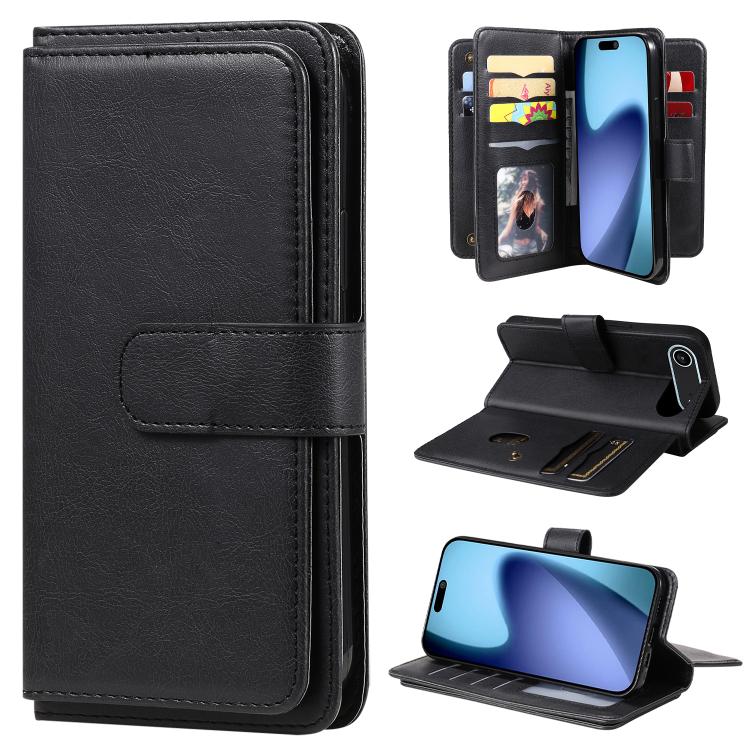 For iPhone Air Multi-Function Wallet 10 Card Slots Leather Phone Case(Black) - iPhone Air Cases by buy2fix | Online Shopping UK | buy2fix