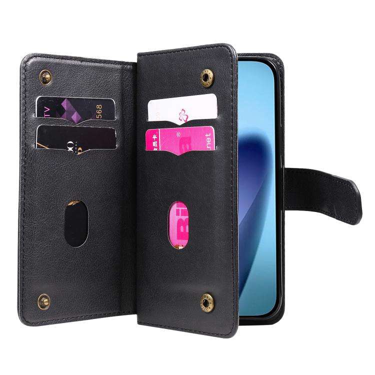 For iPhone Air Multi-Function Wallet 10 Card Slots Leather Phone Case(Black) - iPhone Air Cases by buy2fix | Online Shopping UK | buy2fix
