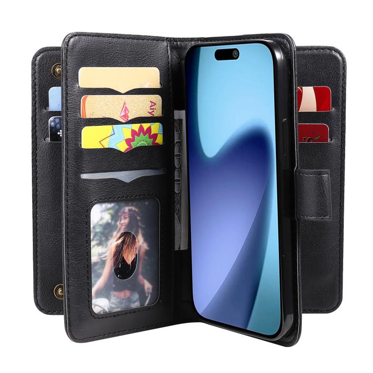 For iPhone Air Multi-Function Wallet 10 Card Slots Leather Phone Case(Black) - iPhone Air Cases by buy2fix | Online Shopping UK | buy2fix