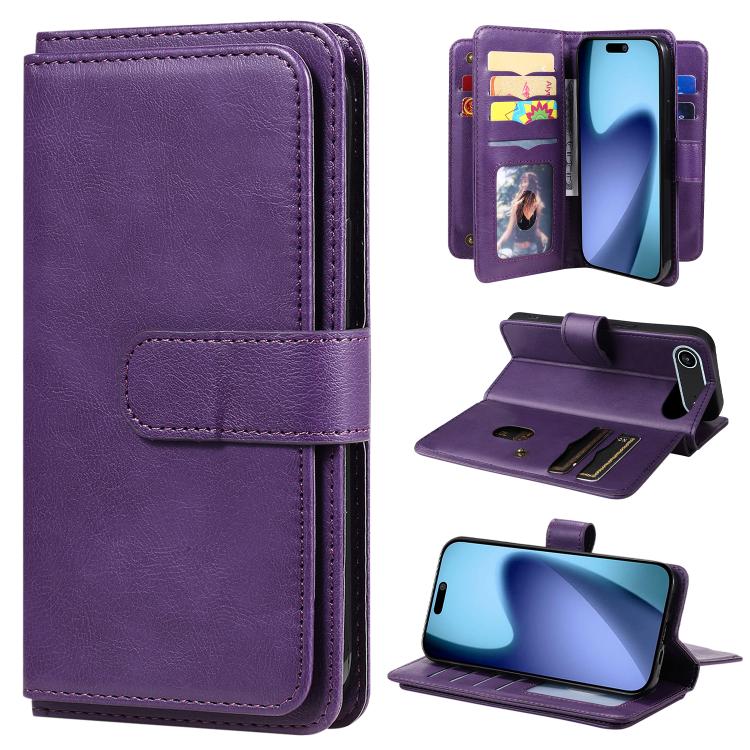 For iPhone Air Multi-Function Wallet 10 Card Slots Leather Phone Case(Violet) - iPhone Air Cases by buy2fix | Online Shopping UK | buy2fix