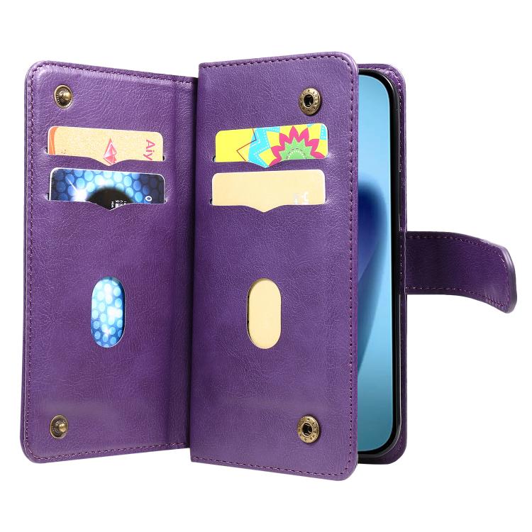 For iPhone Air Multi-Function Wallet 10 Card Slots Leather Phone Case(Violet) - iPhone Air Cases by buy2fix | Online Shopping UK | buy2fix