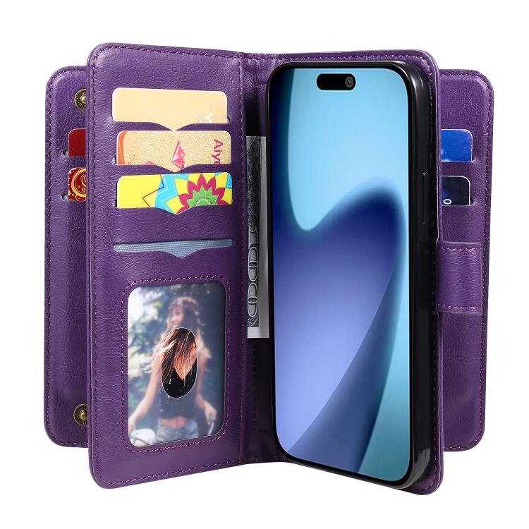 For iPhone Air Multi-Function Wallet 10 Card Slots Leather Phone Case(Violet) - iPhone Air Cases by buy2fix | Online Shopping UK | buy2fix