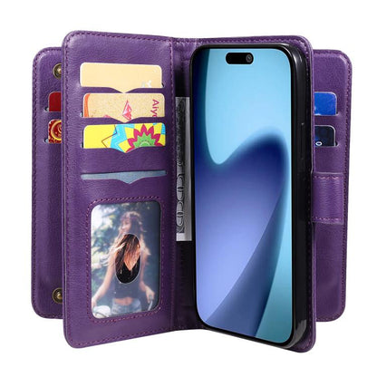 For iPhone Air Multi-Function Wallet 10 Card Slots Leather Phone Case(Violet) - iPhone Air Cases by buy2fix | Online Shopping UK | buy2fix