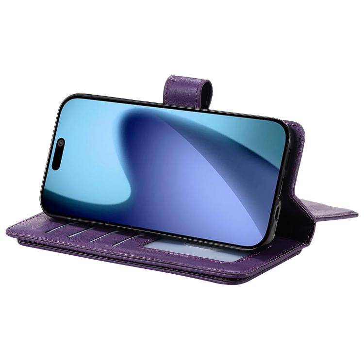 For iPhone Air Multi-Function Wallet 10 Card Slots Leather Phone Case(Violet) - iPhone Air Cases by buy2fix | Online Shopping UK | buy2fix