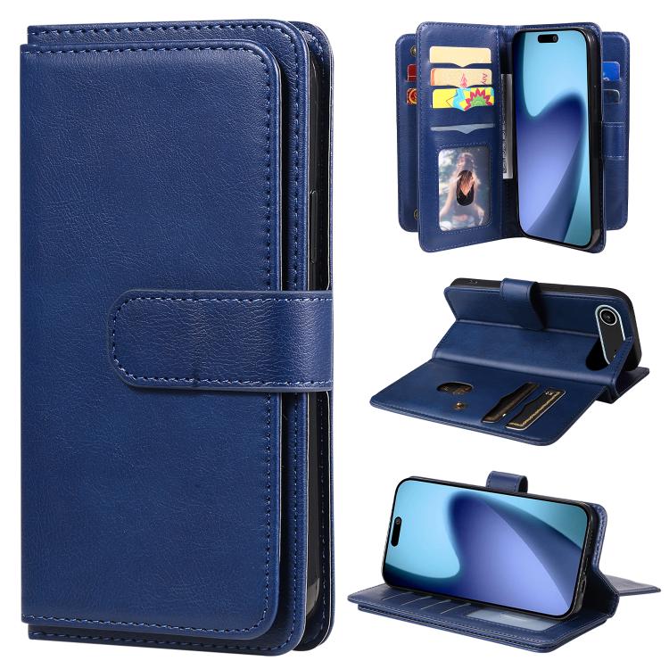 For iPhone Air Multi-Function Wallet 10 Card Slots Leather Phone Case(Dark Blue) - iPhone Air Cases by buy2fix | Online Shopping UK | buy2fix