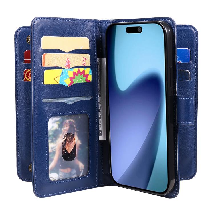 For iPhone Air Multi-Function Wallet 10 Card Slots Leather Phone Case(Dark Blue) - iPhone Air Cases by buy2fix | Online Shopping UK | buy2fix