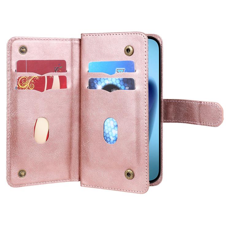 For iPhone Air Multi-Function Wallet 10 Card Slots Leather Phone Case(Rose Gold) - iPhone Air Cases by buy2fix | Online Shopping UK | buy2fix