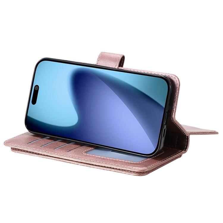 For iPhone Air Multi-Function Wallet 10 Card Slots Leather Phone Case(Rose Gold) - iPhone Air Cases by buy2fix | Online Shopping UK | buy2fix