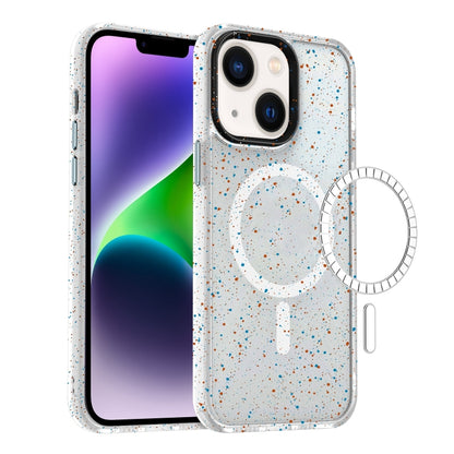 For iPhone 14 Colorful Ink-splash Magsafe PC Hybrid TPU Phone Case(White) by buy2fix