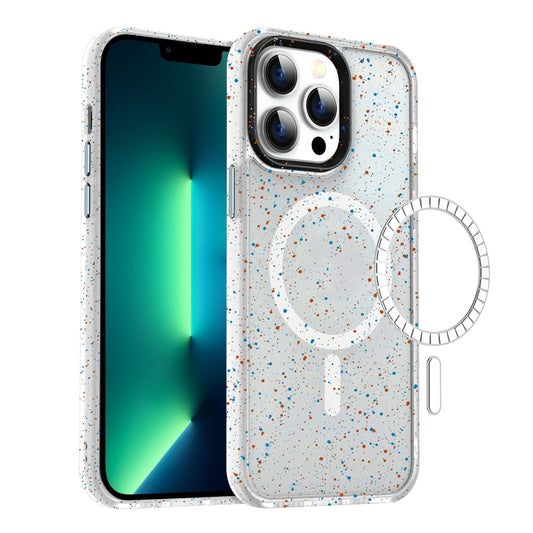 For iPhone 13 Pro Max Colorful Ink-splash Magsafe PC Hybrid TPU Phone Case(White) by buy2fix