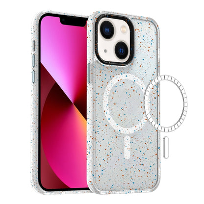 For iPhone 13 Colorful Ink-splash Magsafe PC Hybrid TPU Phone Case(White) by buy2fix