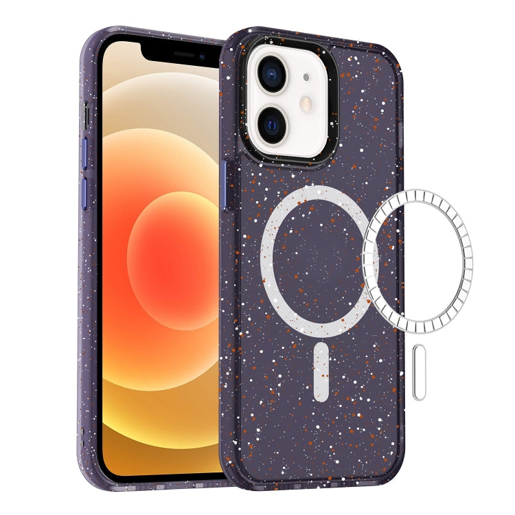 For iPhone 12 Colorful Ink-splash Magsafe PC Hybrid TPU Phone Case(Purple) by buy2fix