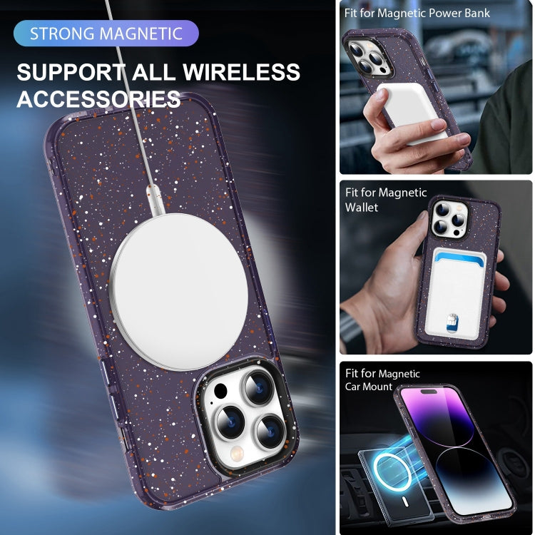 For iPhone 12 Colorful Ink-splash Magsafe PC Hybrid TPU Phone Case(Purple) by buy2fix