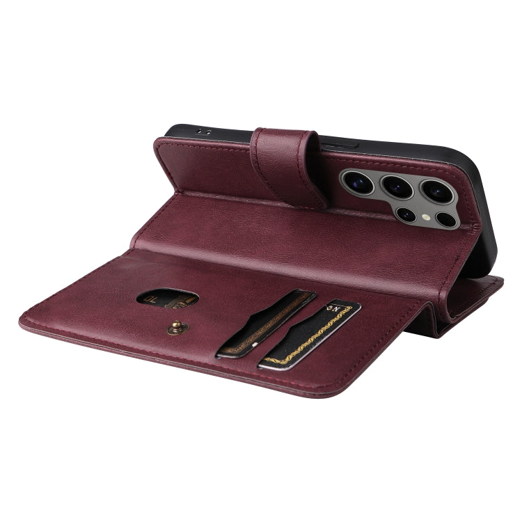 For Samsung Galaxy S25 Ultra 5G Multi-Function Wallet 10 Card Slots Leather Phone Case(Claret) by buy2fix
