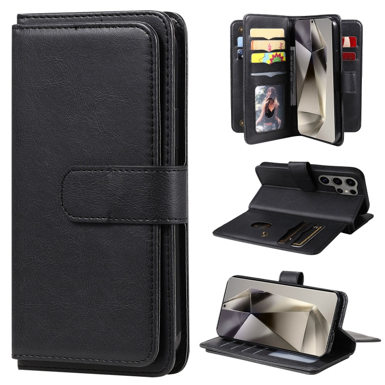 For Samsung Galaxy S25 Ultra 5G Multi-Function Wallet 10 Card Slots Leather Phone Case(Black) by buy2fix
