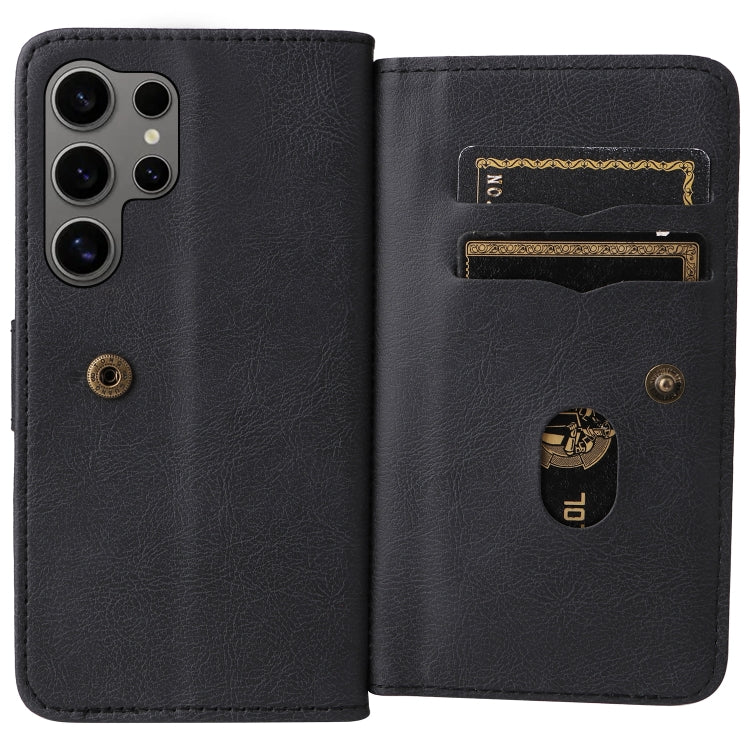 For Samsung Galaxy S25 Ultra 5G Multi-Function Wallet 10 Card Slots Leather Phone Case(Black) by buy2fix