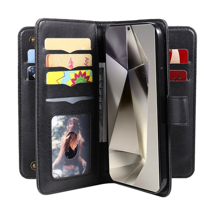 For Samsung Galaxy S25 Ultra 5G Multi-Function Wallet 10 Card Slots Leather Phone Case(Black) by buy2fix