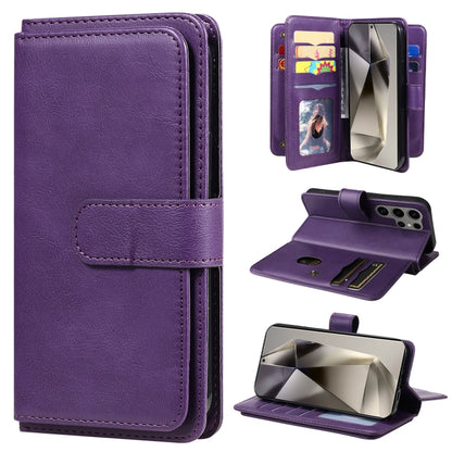 For Samsung Galaxy S25 Ultra 5G Multi-Function Wallet 10 Card Slots Leather Phone Case(Violet) by buy2fix
