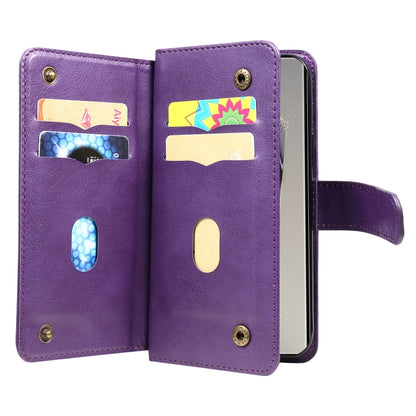For Samsung Galaxy S25 Ultra 5G Multi-Function Wallet 10 Card Slots Leather Phone Case(Violet) by buy2fix