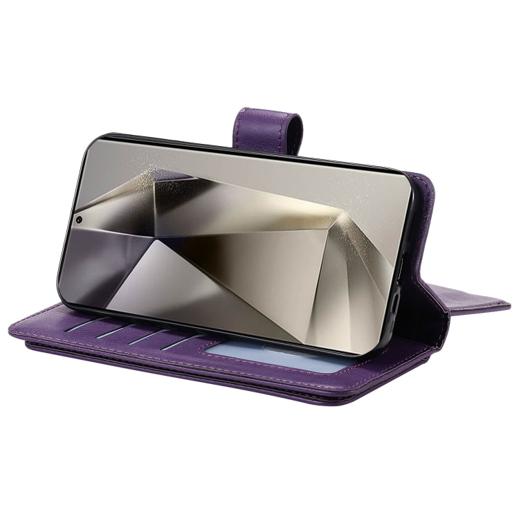 For Samsung Galaxy S25 Ultra 5G Multi-Function Wallet 10 Card Slots Leather Phone Case(Violet) by buy2fix