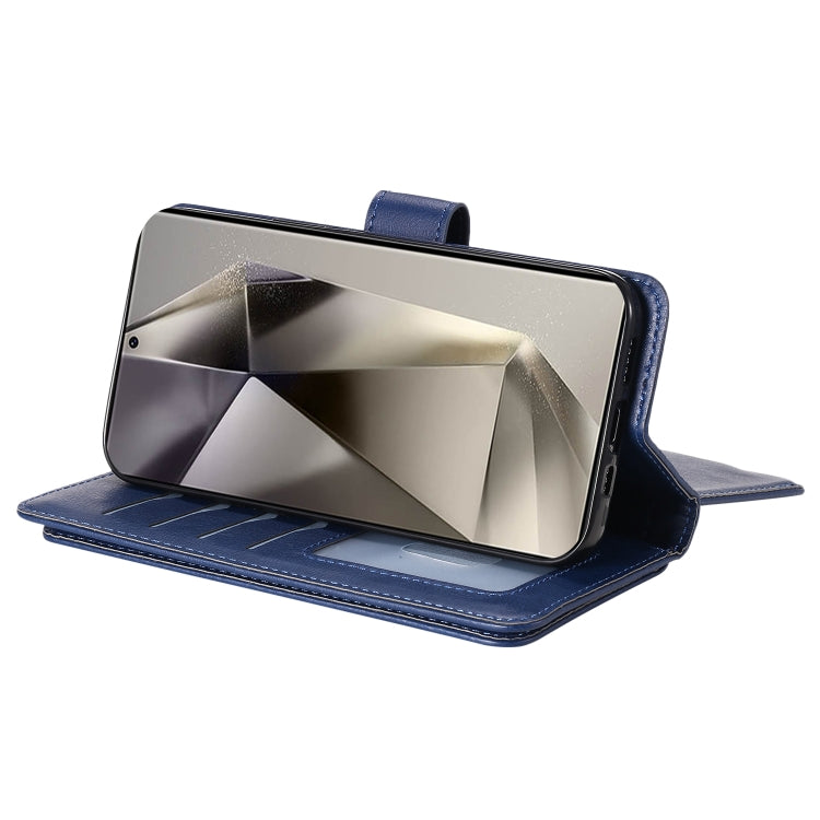 For Samsung Galaxy S25 Ultra 5G Multi-Function Wallet 10 Card Slots Leather Phone Case(Dark Blue) by buy2fix