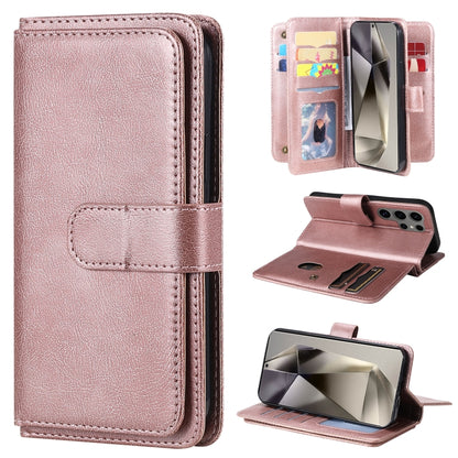 For Samsung Galaxy S25 Ultra 5G Multi-Function Wallet 10 Card Slots Leather Phone Case(Rose Gold) by buy2fix